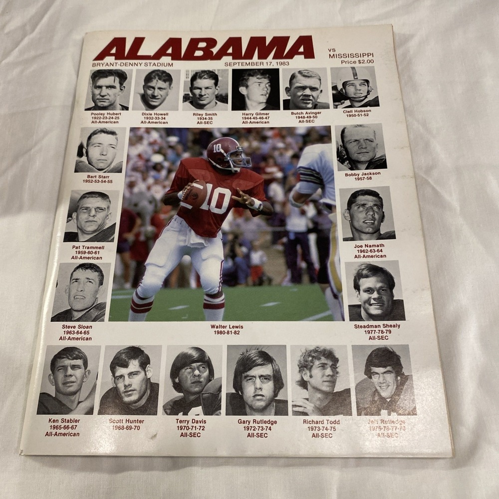 Alabama vs Mississippi 1983 Football Program Bryant Denny Stadium